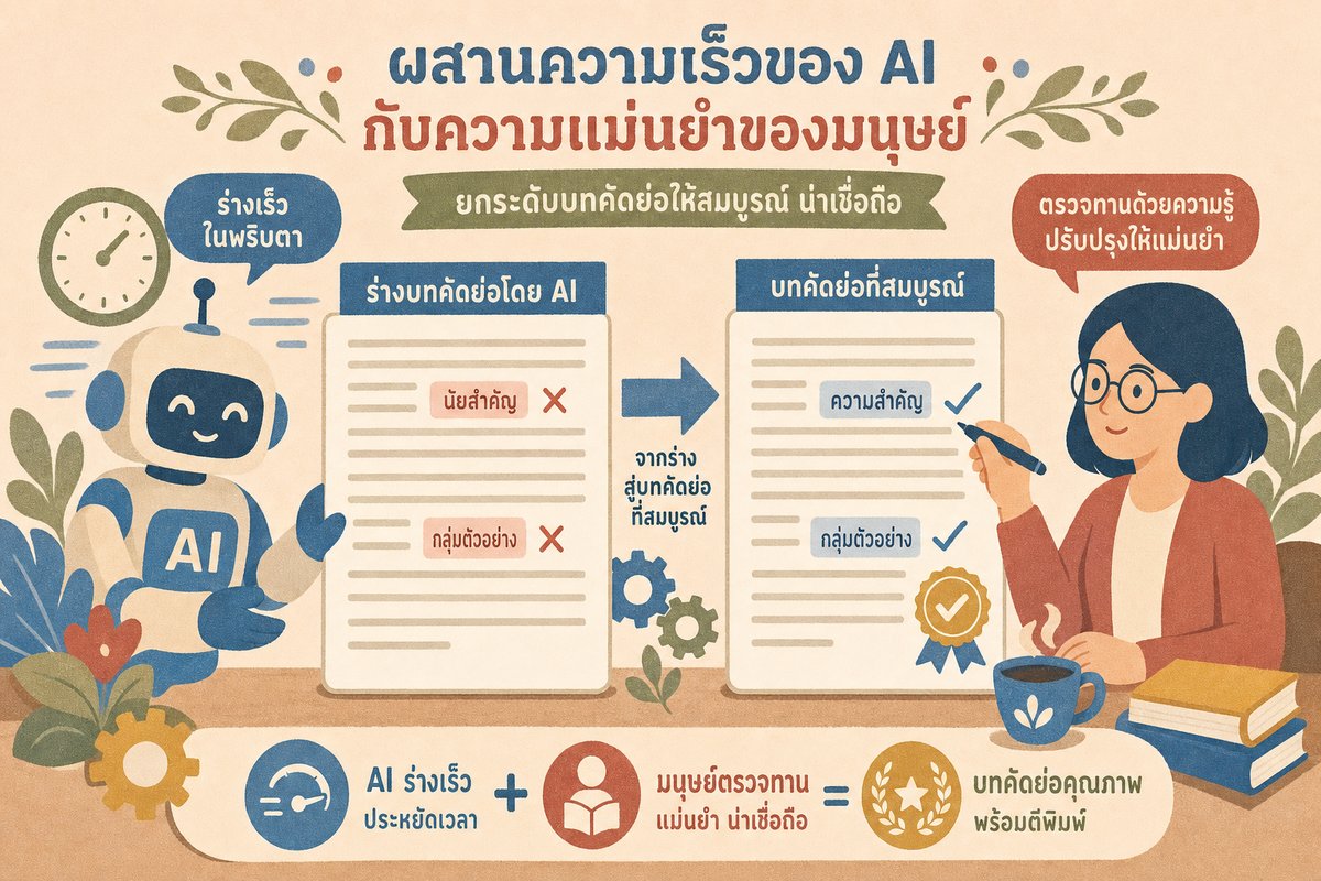 การแปลงานวิจัยบทคัดย่อโดยผสานความเร็วของ AI กับการตรวจแก้ของผู้เชี่ยวชาญ เพื่อคุณภาพภาษาวิชาการที่น่าเชื่อถือ