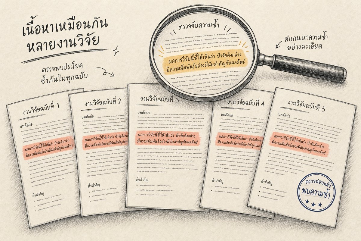 ภาพประกอบการแปลงานวิจัยด้วย AI ที่ทำให้หลายเปเปอร์มีประโยคซ้ำกันจนถูกระบบตรวจจับ