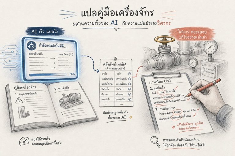 การรับแปลคู่มือเครื่องจักรที่ผสานความเร็วของ AI กับการตรวจแก้ศัพท์เทคนิคโดยวิศวกร