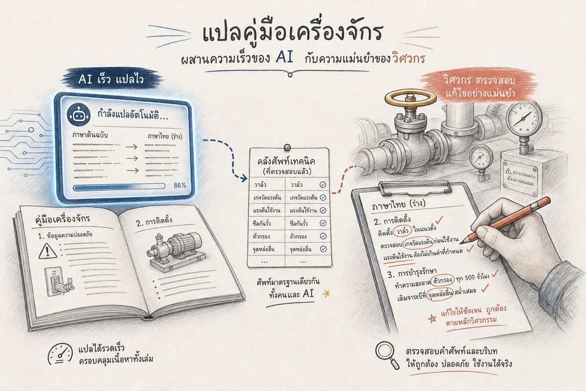 การรับแปลคู่มือเครื่องจักรที่ผสานความเร็วของ AI กับการตรวจแก้ศัพท์เทคนิคโดยวิศวกร