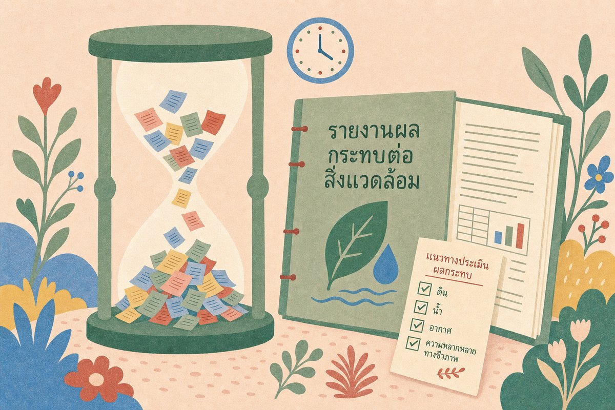 นาฬิกาทรายกับรายงานผลกระทบสิ่งแวดล้อม สื่อการบริหารเวลาแปลรายงานประจำปีและรายงาน EIA ให้ทันกำหนด