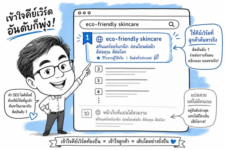 เว็บไซต์ที่แปลพร้อมทำ SEO Localization ติดอันดับ 1 เทียบกับเว็บที่แปลสวยแต่ค้นไม่เจอ ตัวอย่างงานรับแปลงานสื่อสารการตลาด