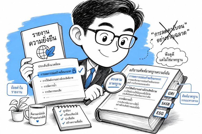 การแปลรายงานประจำปีสายความยั่งยืน โดยแมปศัพท์ในรายงาน ESG ให้ตรงกับอภิธานศัพท์มาตรฐานสากล GRI SASB