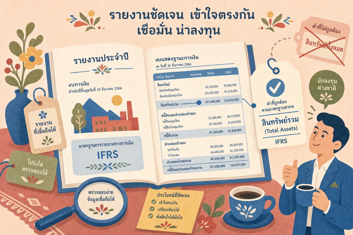 การแปลรายงานประจำปีหมวดงบการเงิน โดยใช้ศัพท์บัญชีมาตรฐานสากลที่ถูกต้อง สร้างความเชื่อมั่นให้นักลงทุนต่างชาติ